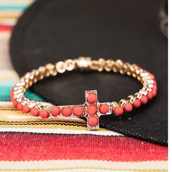 One Blessed Nana Jewelry - ❤️NWT *BOUTIQUE* ANNMARIE STONE ACCENTED SILVERTONE CROSS BRACELET